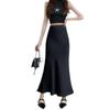 2024 French Retro Satin High Waist Fishtail Midi Skirt