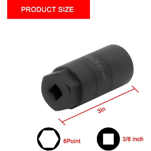 Car Oil Pressure Sensor Socket, 6 Point Automotive Professional Switch Socket Fits 3/8" Drive 1-1/8" Hex Wrench, Quick Removing Talling Oil Sending