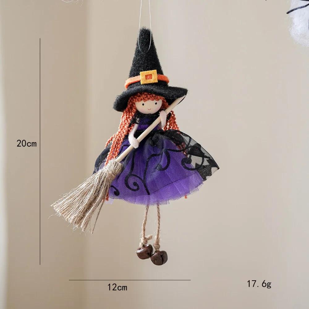 Multicolor Halloween Hanging Decoration Riding a Broomstick Witch Cartoon Pumpkin Ghost Hanging Pendants Scene Dress Up
