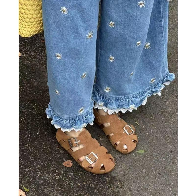 Retro leather hollowed-out bag head sandals women's summer new flat-bottomed versatile casual sandals