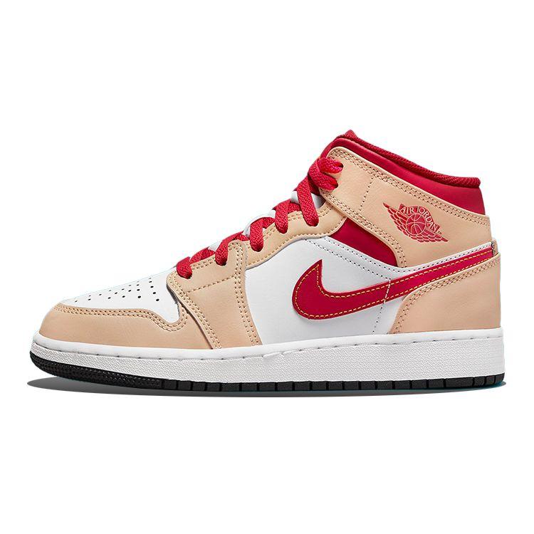 

Air Jordan 1 Mid GS White Onyx Light Curry Cardinal Red 554725-201 36
