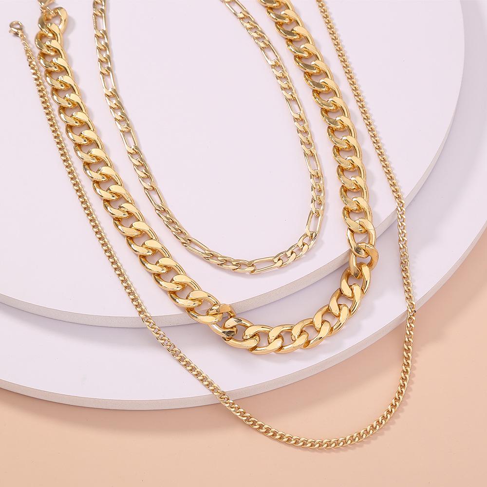 Cross-Border Punk Hip-Hop Chunky Metal Multi-Layer Chain Choker