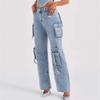 Jeans im amerikanischen Stil mit niedriger Taille und dreidimensionalen Taschennähten für Damen im Herbst mit lockerer Drapierung