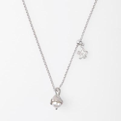 BOLDIERE Blumenperlen-Halskette_ N12[Silber]