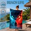 Energetic Alien Character  Beach Towel, Super Soft Microfiber, Perfect Gift for Her/Him, Birthday, for Pool, Beach, Travel, Decor Beach Party