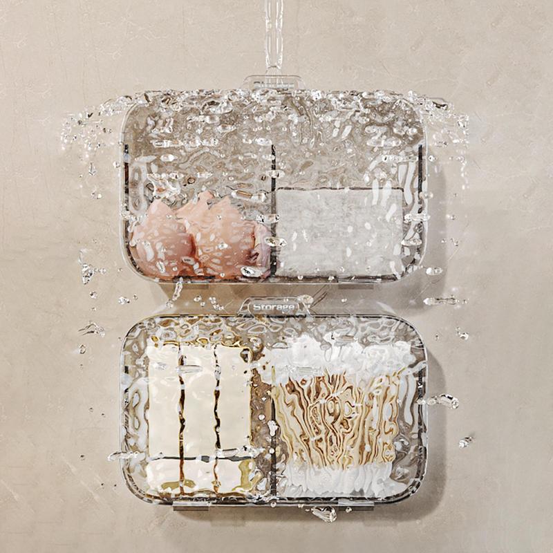 

Tampon Holder For Bathroom Fashionable Translucent Lipstick Holder No Drill Vanity Storage Canister Holder 2 Compartments Cotton золотой