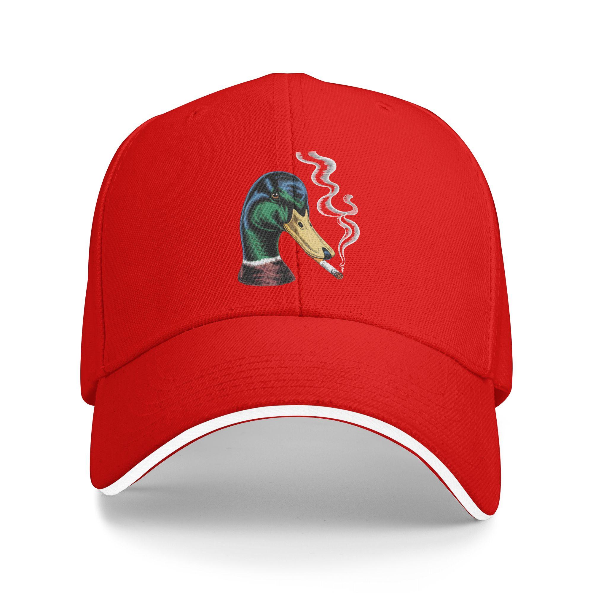 Mallard Smoking Cigarette Meme Funny Mallard Duck Hunting Baseball Cap Trucker Hat High Quality Hats Women Unisex Baseball Caps One Size