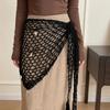 Solid Color Triangle Hip Scarf Knitted Waist Belt Boho Crochet Short Skirt Wrap Daily