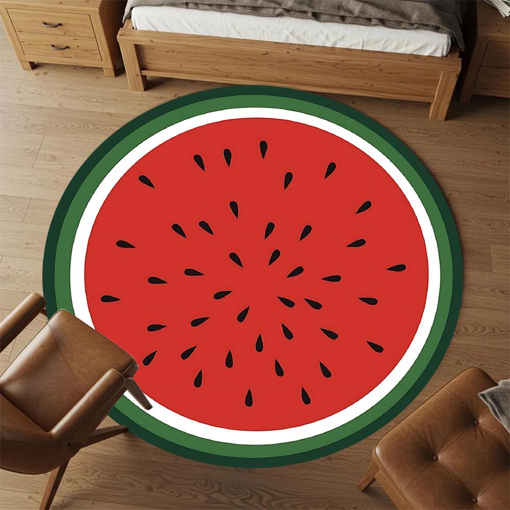 1 szt. Mata na krzesło okrągła arbuzowa Dywanik - Antypoślizgowy, Mata podłogowa do biura, sypialni i dekoracji wnętrz c1125130