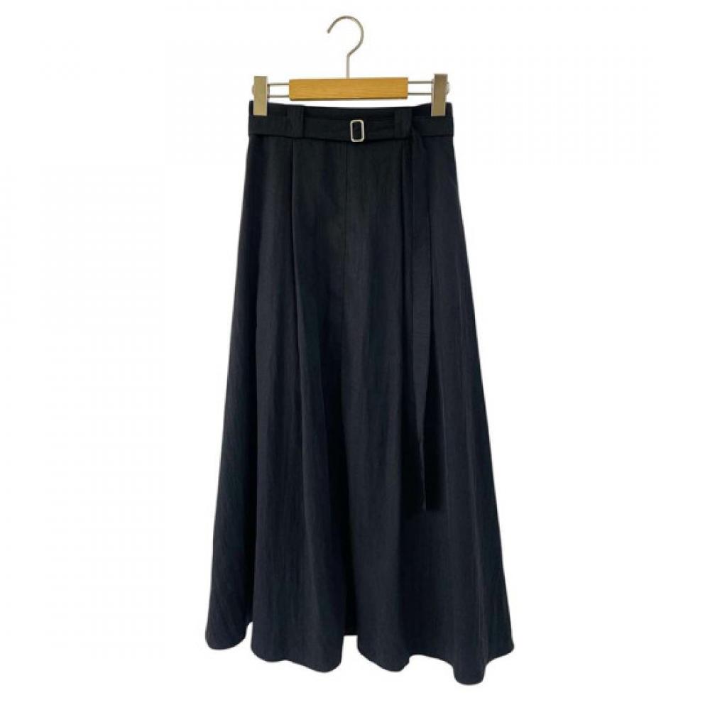 Shop Women BAck BAnding Belt A Line Pintuck flAre Long Skirt blAck Stj Wsk 458