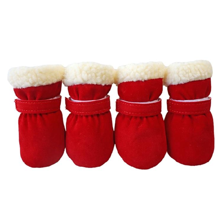 4pc Thick Warm Windproof Winter Pet Dog Shoes Anti-slip Snow Booties Footwear