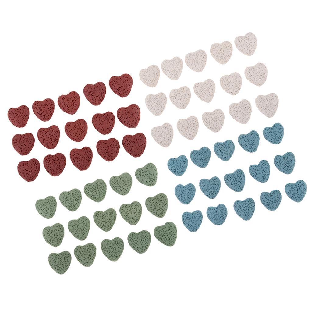 10 natürliche Lavagestein-Vulkanstein-Herzperlen für DIY-Schmuckherstellung, weiß