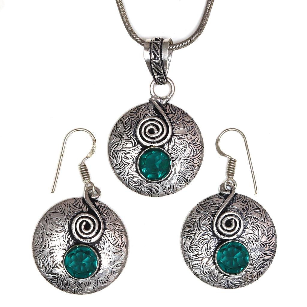 Diopside Set Chrome Gemstone Jewelry  18-20'' Necklace Pendant Ethnic