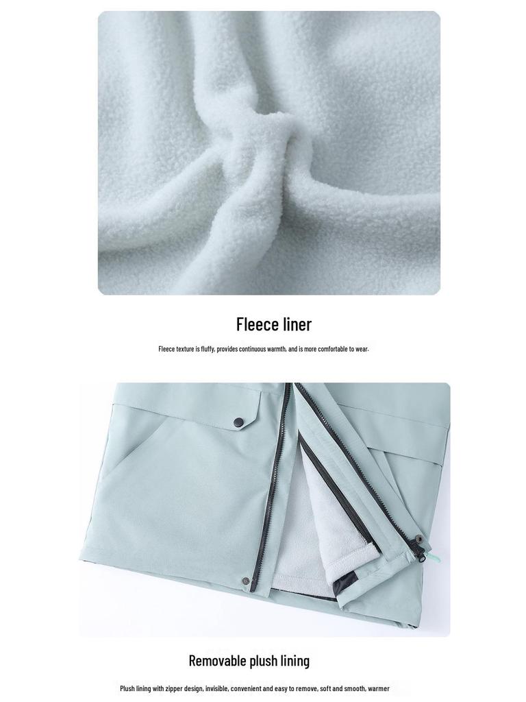 Unisex Waterproof & Windproof Hooded Fashion Storm Jacket, 3-in-1 Design for Outdoor Sports