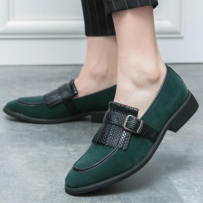 Britain Trend New Mixed Color Patchwork Tassels Patent Leather Shoes For Men Monk Strap Wedding Casual Formal Dress Footwear