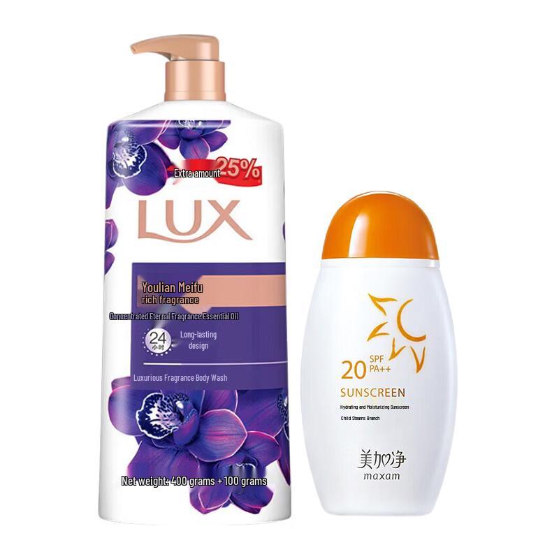 Набор: Гель для душа Lux Fragrance и Солнцезащитный крем Maxam