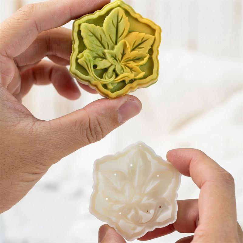 Professional Autumn Maple Leaf Hexagonal Shape Moon Cake Press Molds Easy Hand Operated ABS Kitchen Baking Accessories