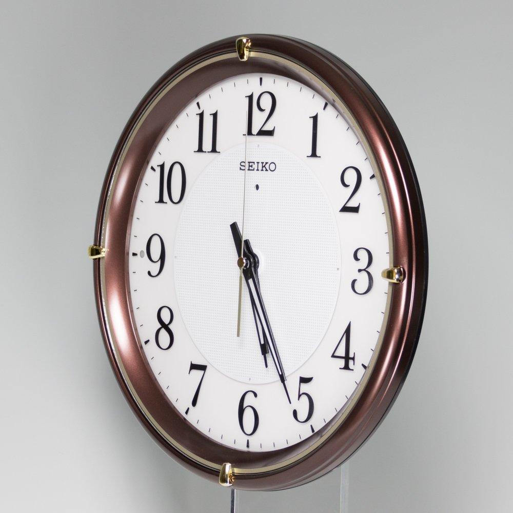 Seiko Clock Finelight NEO Wall Automatic Night Brown KX233B Clock, Lighting, Radio-Controlled, Analog, Visibility, Metallic,
