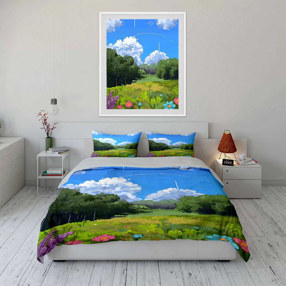 Whimsical Meadow Dreamscape Bedding Sets Duvet Covers Pillowcases(1* Duvet Cover 2* Pillowcases Without Duvet Insert)