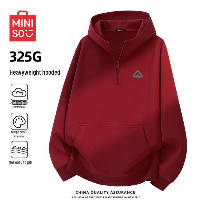 

MINISO Men s Heavyweight Half-Zip Hooded Sweatshirt 3XL