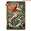 Vintage Redhead Mermaid Metal Tin Sign Retro Wall Art Rustic Hanging Plaque