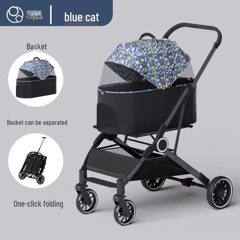 Lightweight Foldable Pet Stroller for Small Dogs & Cats