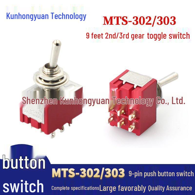 MTS-303 Rot 3-Positionen 9-Pin Mini-Kippschalter 6mm