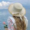 Lafite Straw Hat Women'S Summer Seaside Flat Top Sunscreen Sun Hat Beach Fisherman Hat Seaside Photo Straw Woven Hat