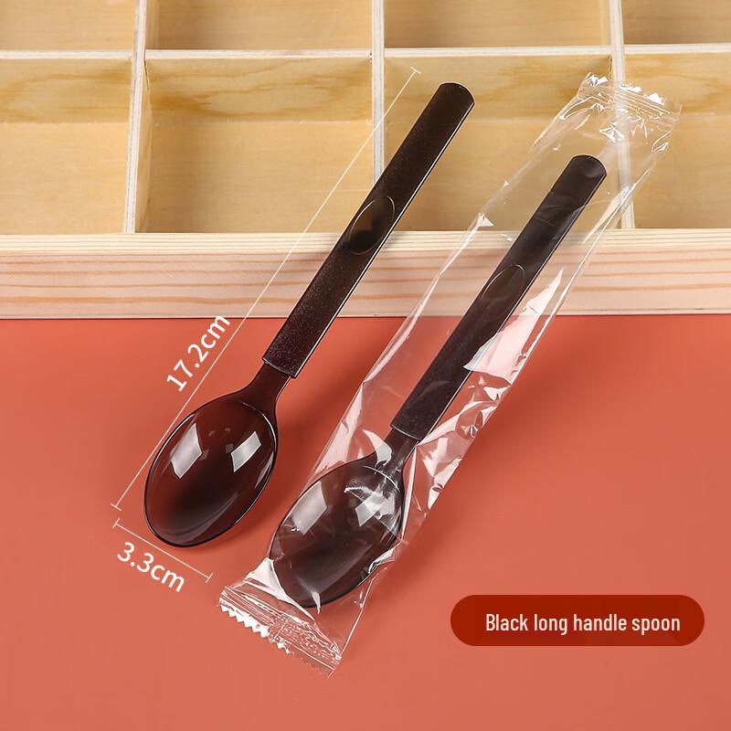 Hanyou Individually Wrapped Black Disposable Spoons, 500 Count