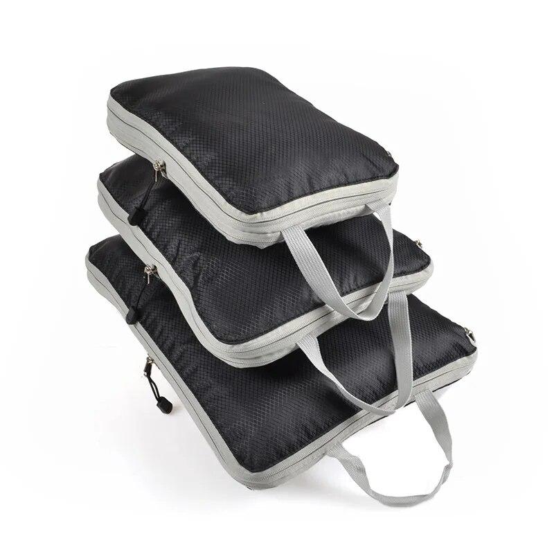 3Pcs/set Black/Blue/Grey Compressible Travel Storage Bag Portable Large Capacity Storage Bag Suitcase Luggage Packing Cubes