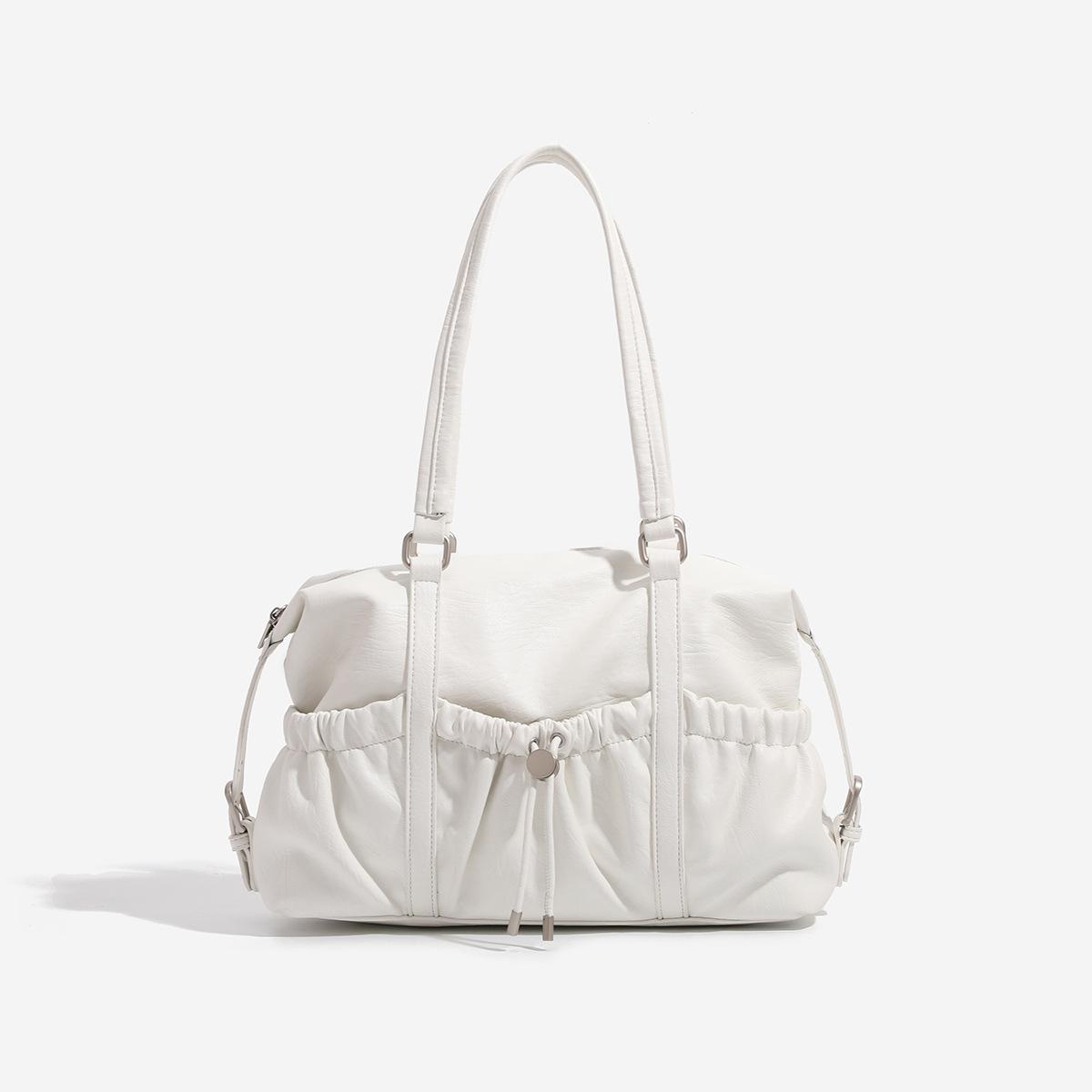 

Подмышечная ретро сумка-подушка из мягкой кожи с множеством карманов и плиссировкой для женщин, новая дорожная сумка-бостон на плечо в студенческом стиле