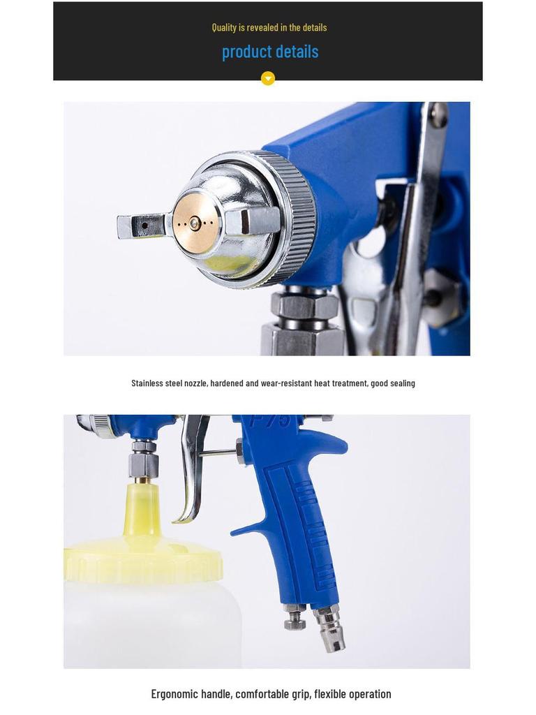 F75 High Atomization Latex Paint Sprayer for Furniture and Cars - Pneumatic Spray Gun with Lower Cup.