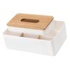 Multifunktionaler Tissue-Box-Halter, rechteckig, Serviette, Stift, Fernbedienung, Organizer mit Holz für Livin
