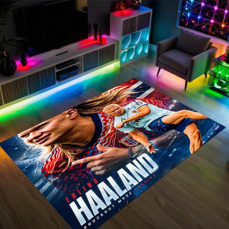Tappeto in Cristallo di Velluto Design Erling Haaland Accogliente Non?Tappeto Stampato Antiscivolo per Camera da Letto Soggiorno Ingresso