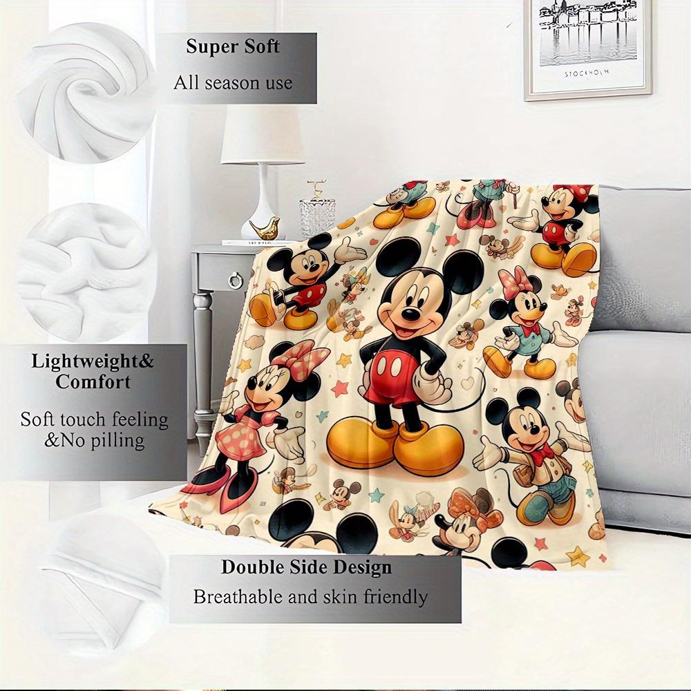 1pc Flannel Mickey Mouse and Minnie Bedding Throw Blanket, Sofa Blanket, 's Gift, Home Decor, Disney Fan, Comfortable and Warm Bed