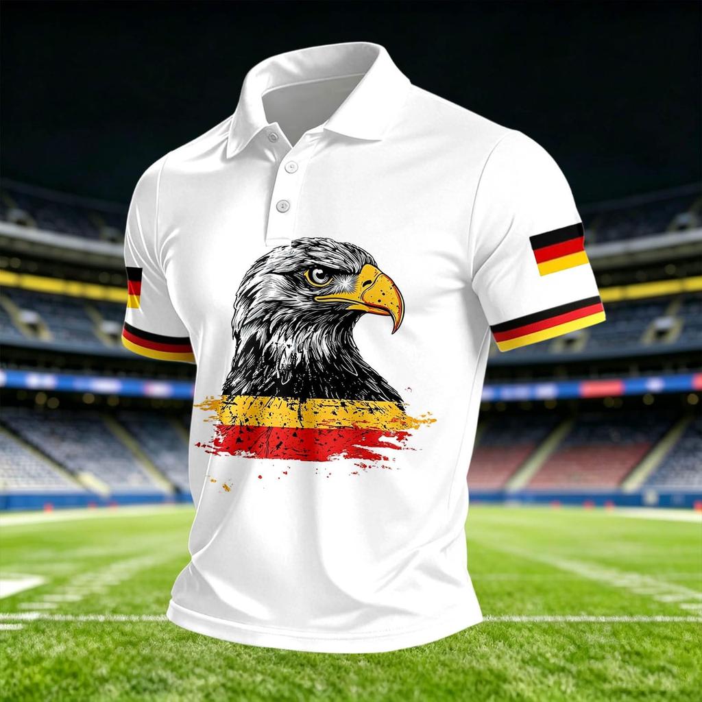Men's Casual Printed Crew Neck Lightweight Breathable Polo Short Sleeve Shirt Suitable for Everyday Wear and Outdoor Activities