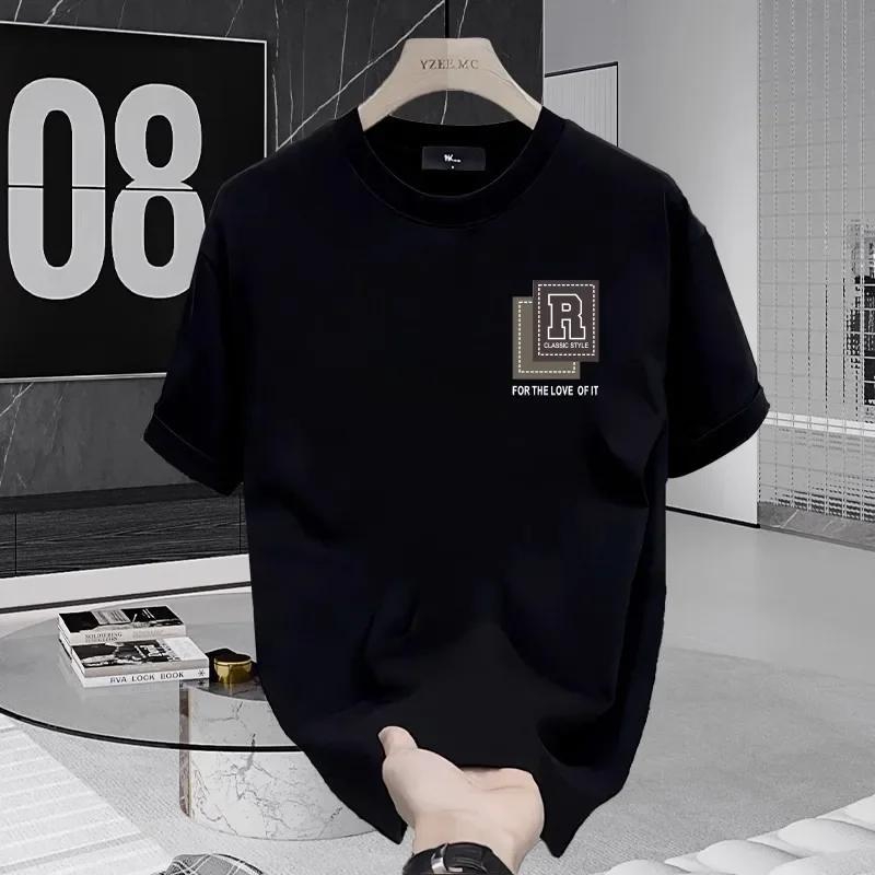 Printed T-shirt Men's Short Sleeve 2025 Summer Loose Fashion Brand Letter Half Sleeve Breathable Body Shirt 100% Cotton Top