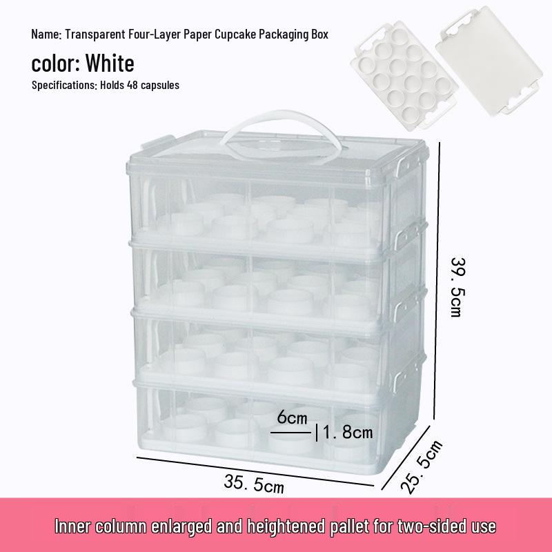 Transparent Cupcake Muffin Transport Box with Handle