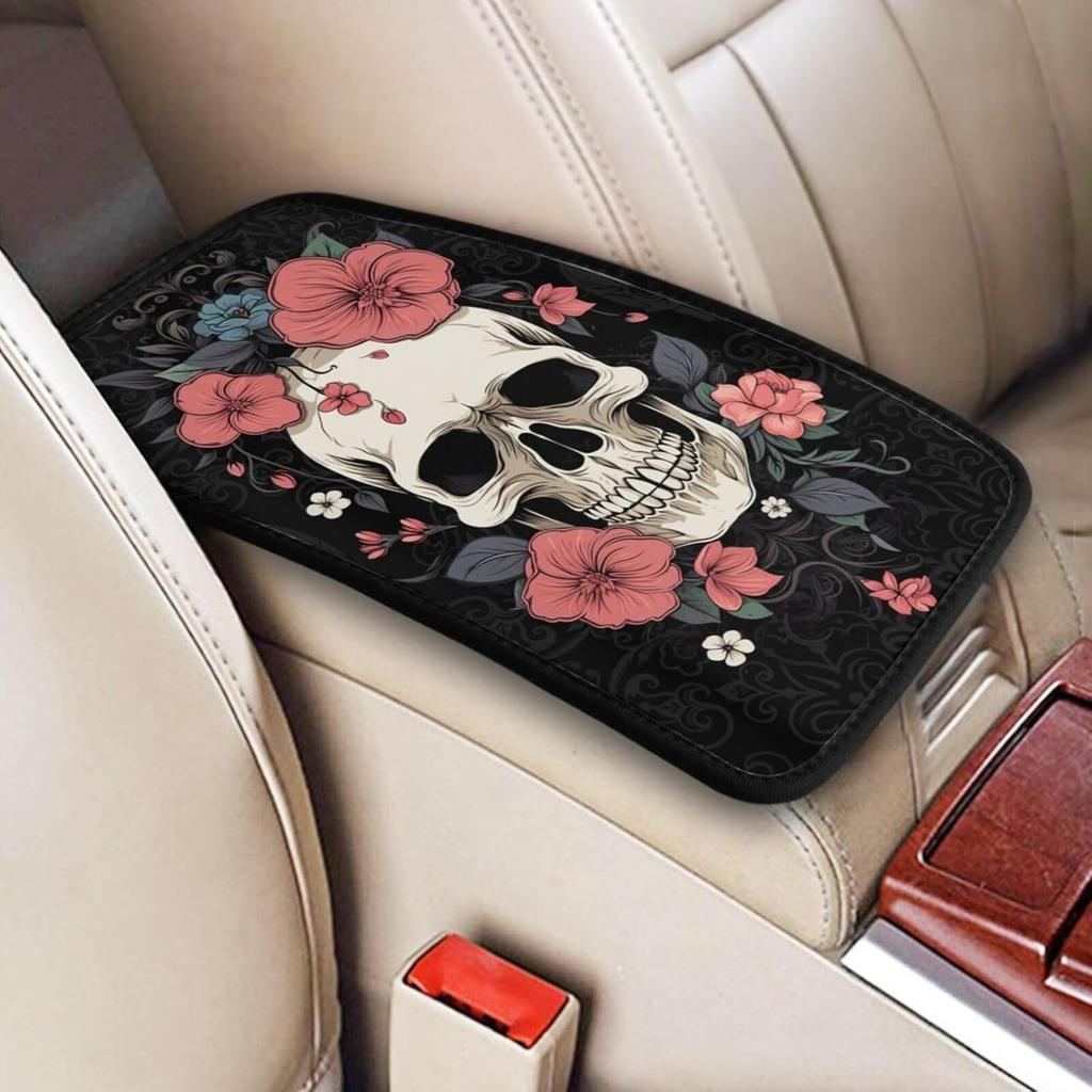 Universal Car Center Console Cushion Pad, Purple Butterfly Soft Waterproof Car Center Console Cover Auto Armrest Seat Box Cover Protector for Most