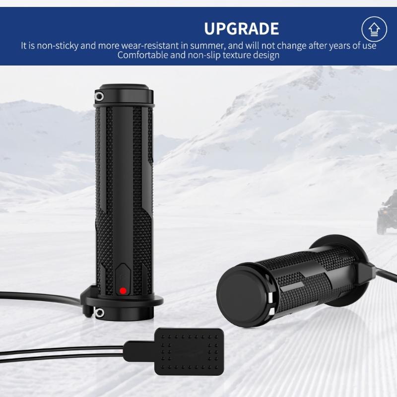 12 V Heated Handlebar Grip Set for Cold-Weather Handlebar Use with 5-Level Control, Previous-Setting Memory, 2-Clamp Structure, and Accessories