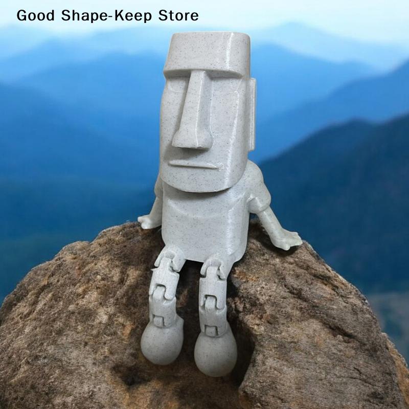 Movable Joints Collectible Figurine Home Desk Decoration 3D Printed Moai Statue Easter Island Moai Ornament With Party Gift