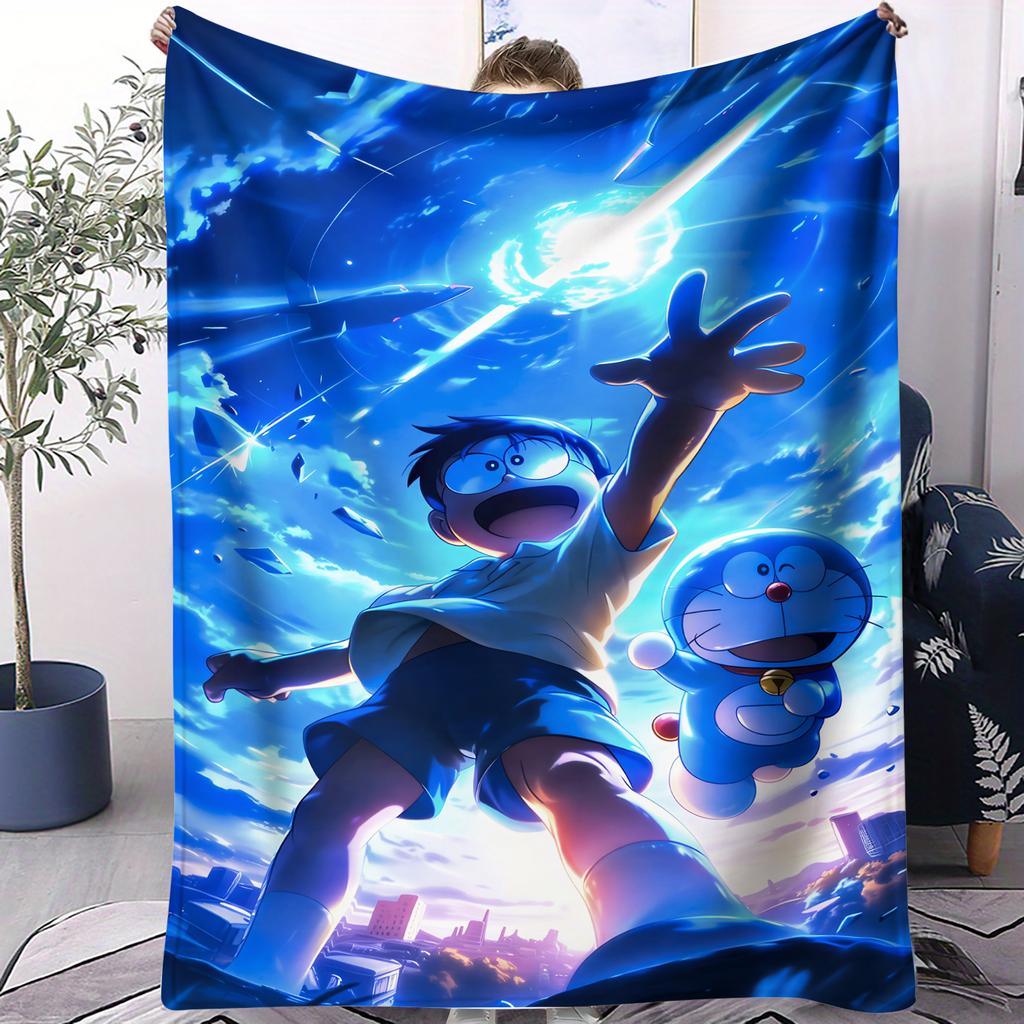 Doraemon Personal Big Head Printed Blanket For Office Travel Comfort Leisure Camp Multifunctional Universal Blanket Gife