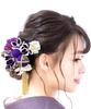 SOUBIEN Hair Ornament Set for Ceremonies and Purple Chrysanthemum and Hemp Leaf Decorative Made In Japan Coming-of-Age Graduations, 2-Piece Set,