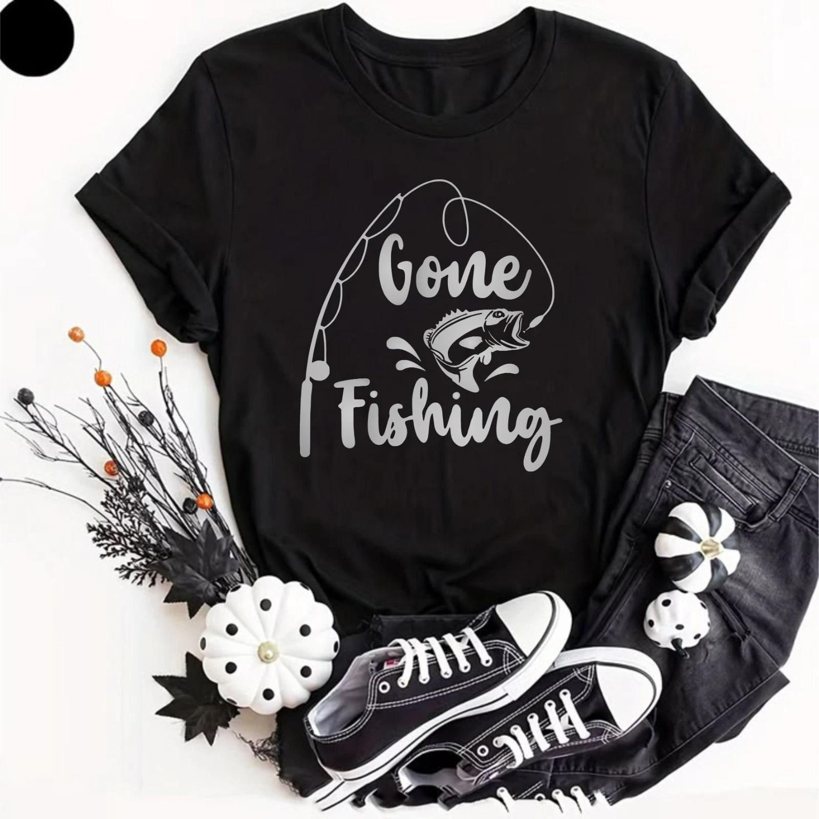 Gone Fishing T- Shirt Funny Angling Fish Fisherman Gift Mens Present T Shirts Top S