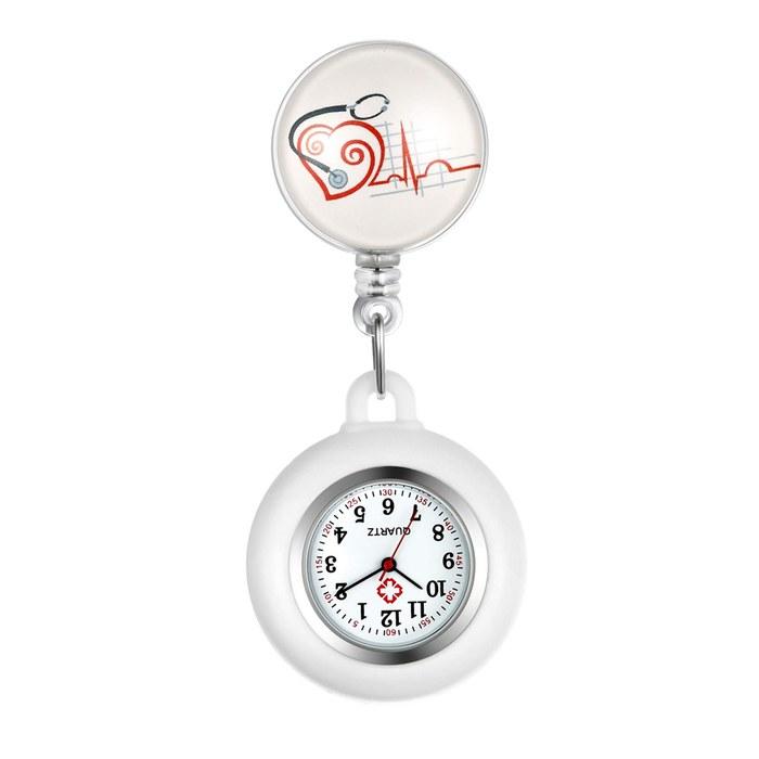 Lancardo Nurse Watch – Pocket Watch – Silicone – White2 (Heart Stethoscope)