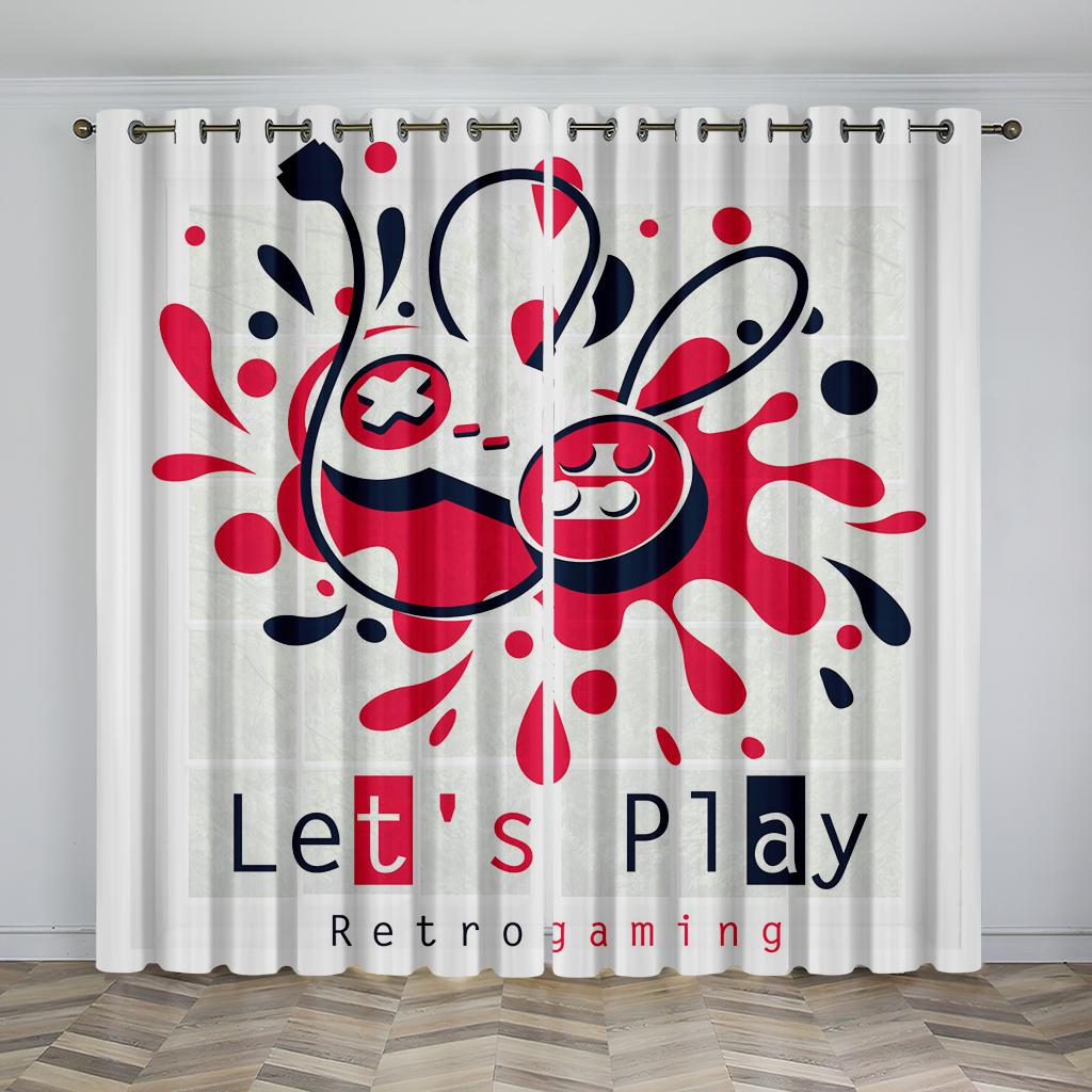 3D Technology Digital Print Shading Curtains Cool Gamepad Bedroom Living Room Decorative Curtains To Draw Production 2pcs