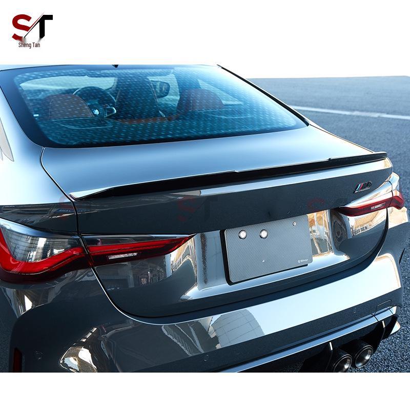 Compatible with BMW M4 G82: 3D Style Carbon Fiber Rear Wing, Ducktail, and Small Spoiler Modifications.