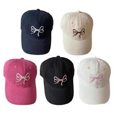 InsStyle Sweet Baseball Hat Spring Peaked Hat Embroidery Bows Sun Hat Summer Hat