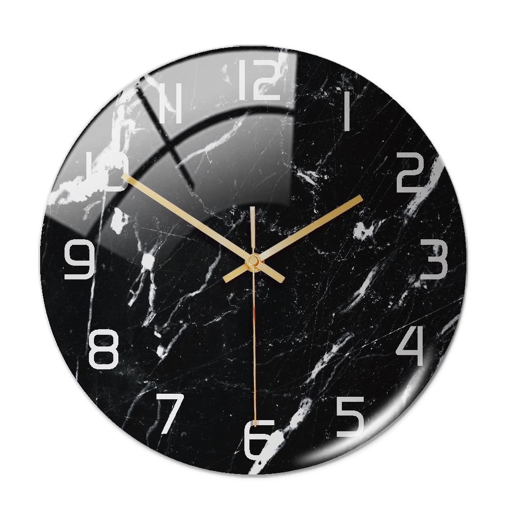 CC127-142 Luxurious Round Marble Wall Clock, 3D Creative Acrylic Design for Home Decor