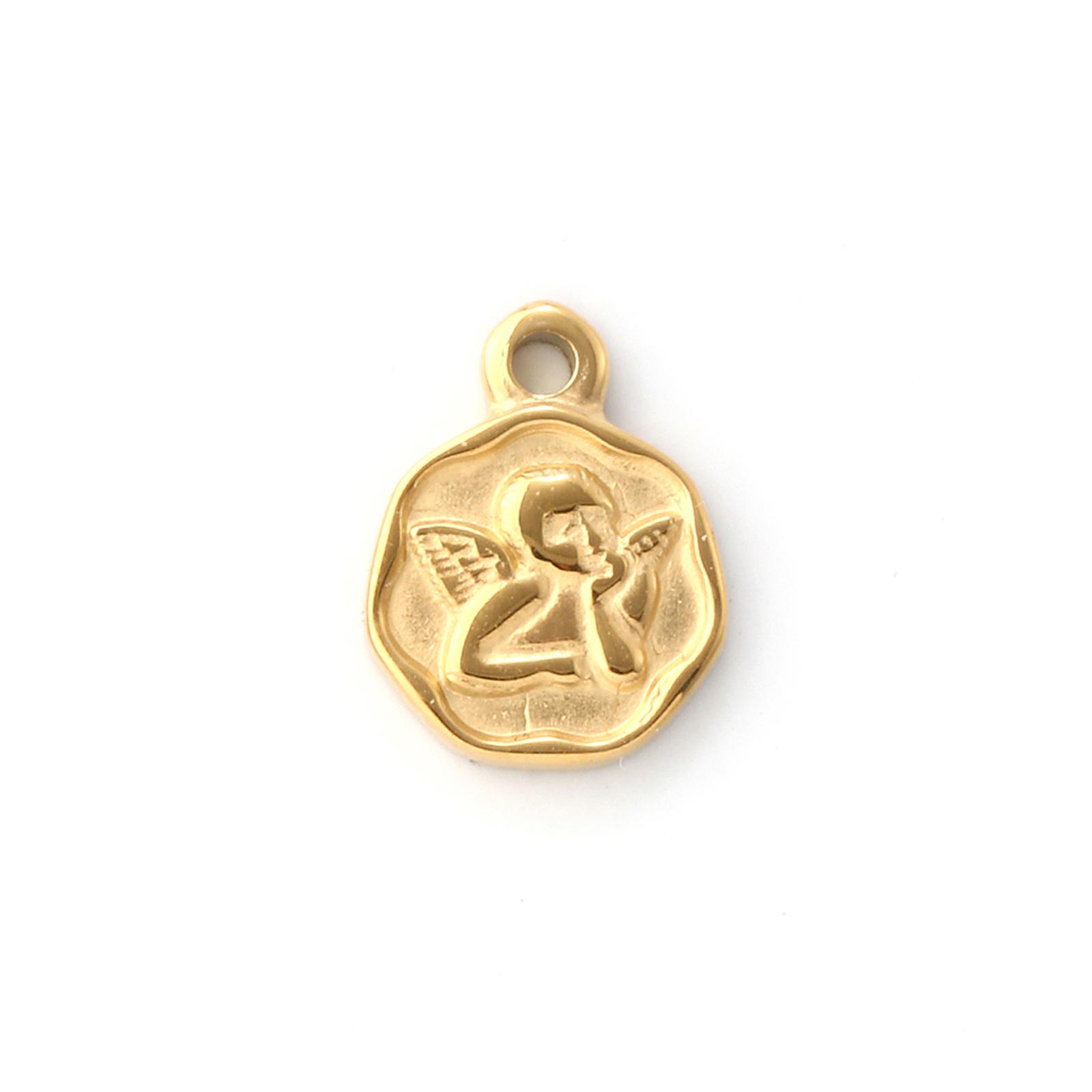 

2 Pcs 304 Stainless Steel Religious Charms 18K Gold Plated Irregular Angel Pendant For DIY Necklace Jewelry Makiing Findings